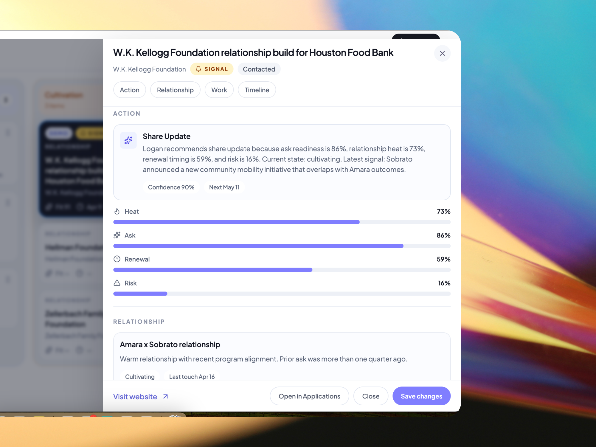 Logan tracking funder relationships